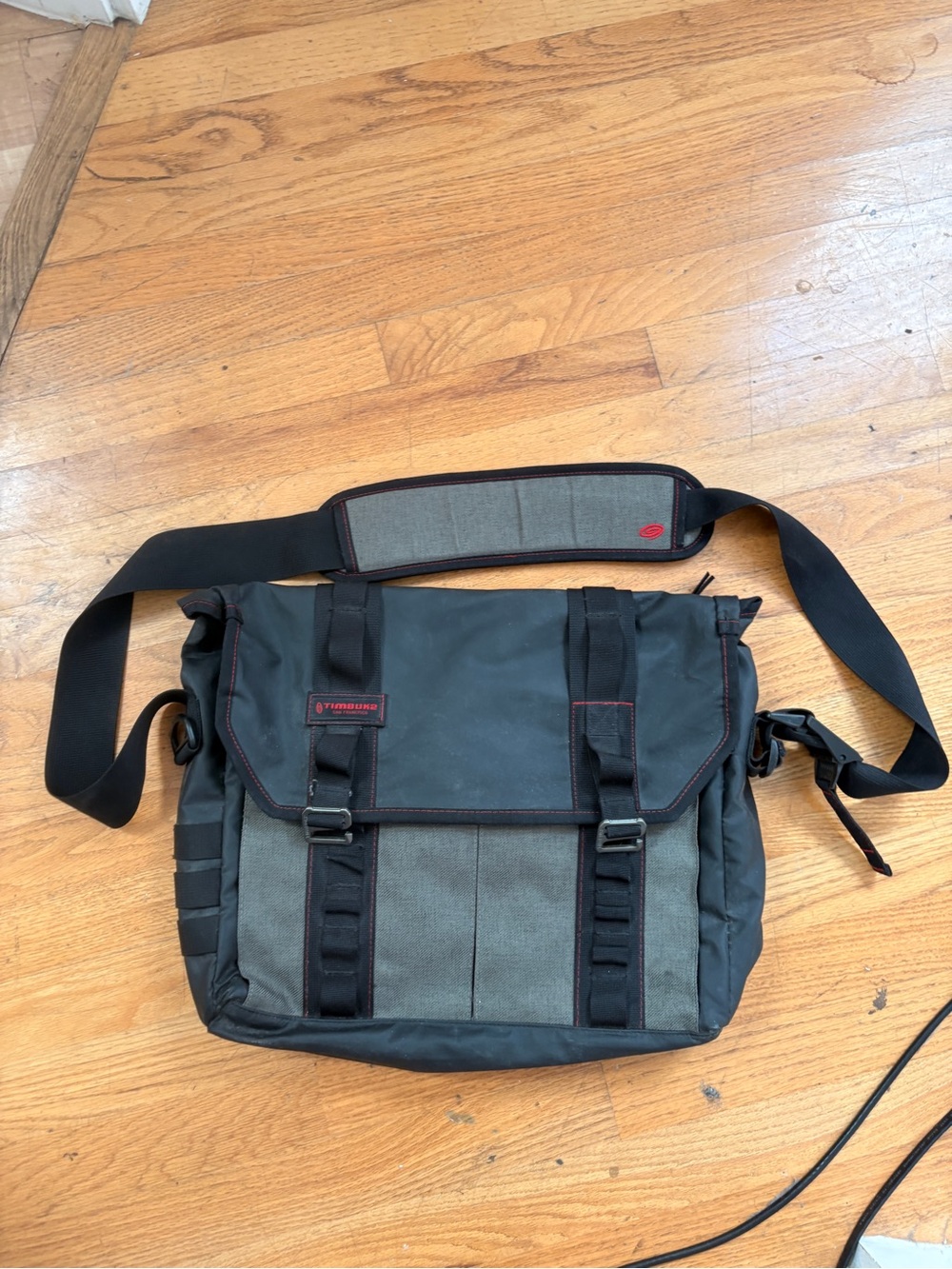 Timbuk2 Black and Gray Messenger Bag with Red Accents